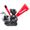 Broyeur de branches sur chenilles ø120mm 15CH 420cc essence démarrage électrique + brouette à moteur à chenilles plateau 300kg 6,5CH Torros