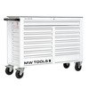 Servante d'atelier 15 tiroirs blanche XXL 1415 mm robuste en acier soudé verrouillable roues ø125 mm MW Tools