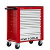 Servante d'atelier 7 tiroirs rouge et grise robuste en acier soudé verrouillable roues ø125 mm MW Tools
