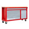 Servante d'atelier 7 tiroirs + 1 armoire rouge et grise XXL 1640 mm avec plan de travail stratifié MW Tools