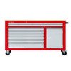 Servante d'atelier 7 tiroirs + 1 armoire rouge et grise XXL 1640 mm avec plan de travail stratifié MW Tools