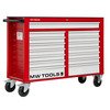 Servante d'atelier 15 tiroirs rouge et grise XXL 1415 mm robuste en acier soudé verrouillable roues ø125 mm MW Tools