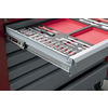 Servante d'atelier 7 tiroirs rouge et grise large 940 mm en acier soudé verrouillable roues ø125 mm MW Tools