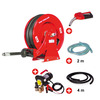 Pack enrouleur Diesel 15 m Ø 3/4" 20 bars Acier peint avec  pompe 24 V pistolet et tuyaux MW Tools