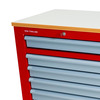 Servante d'atelier 7 tiroirs + 1 armoire rouge et grise extra large 1260 mm avec plan de travail stratifié MW Tools