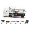 Tour à métaux d'établi hauteur des pointes 100 mm entre-pointes 300 mm alésage 21 mm 0,6 kW 230V + accessoires essentiels Torros