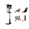 Perceuse à colonne professionnelle jusque ø 20 mm CM2 600W 230V + étau de perçage jeu de boulons jeu mêches aérosol Torros