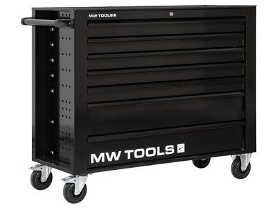 Servante d'atelier 7 tiroirs noire extra large 1135 mm avec verrouillage intégré dans la poignée roues ø125 mm MW Tools