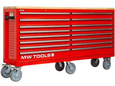 Servante d'atelier double 16 tiroirs type MEGA 2065 mm de large avec 6 grandes roues ø200 mm MW Tools