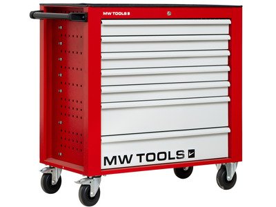 Servante d'atelier 7 tiroirs rouge et grise large 940 mm en acier soudé verrouillable roues ø125 mm MW Tools