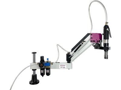 Bras de taraudage pneumatique de M3 à M12 400 tpm 6 bars portée effective 877 mm avec 6 douilles de taraudage ø19 mm Optidrill