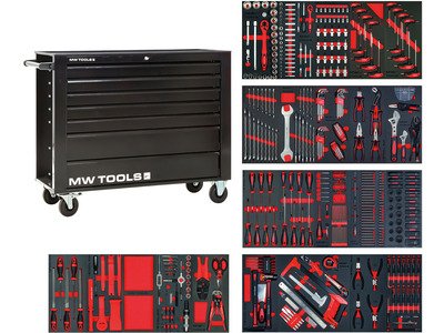 Servante d'atelier complète large, noire XL 514 outils MW Tools