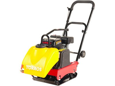 Compacteur à plaque vibrante 12,1 kN – Avec réservoir d’eau – Moteur essence 6,5ch – Plaque 48 x 36 cm Torros