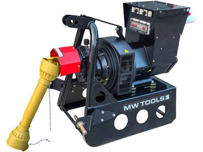 Groupe électrogène agricole 30 kW (37,5 kVA) pour tracteur dès 30 ch – 230 V et 400 V – Régulateur AVR - Cardan et attelage trois points MW Tools