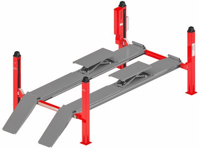 Pont élévateur hydraulique 4 colonnes 5,5t – Fonction géométrie & pont auxiliaire 4t MW Tools