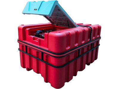 Cuve Réservoir Diesel Rouge Fioul en PE 2500 L avec pompe 230 V et pistolet automatique MW Tools