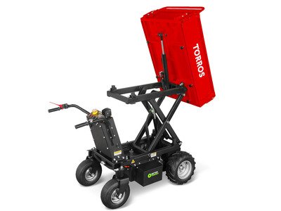 Mini-dumper électrique à ciseaux 500 kg - Plateau à ridelles basculant hydraulique - Déversement 1,20 m Torros