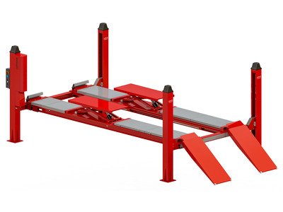 Pont élévateur hydraulique 4 colonnes 5,5t – Fonction géométrie & pont auxiliaire 4t MW Tools
