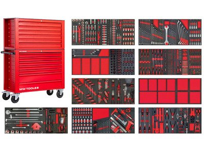 Servante d'atelier complète large avec coffre top XXL 729 outils MW Tools