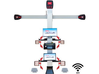 Banc de géométrie 3D professionnel 4 roues 11–24" – Double écran – Technologie Omnivision MW Tools