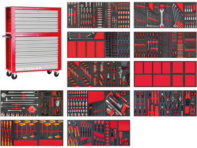 Servante d'atelier complète large avec coffre EV XXL 782 outils MW Tools