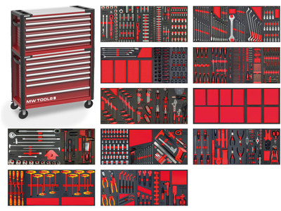 Servante d'atelier complète robuste avec coffre EV XXL 782 outils MW Tools