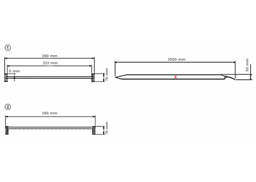 Jeu de rampes aluminium 1000kg 2500x260mm largeur utile 222mm MW Tools - 5