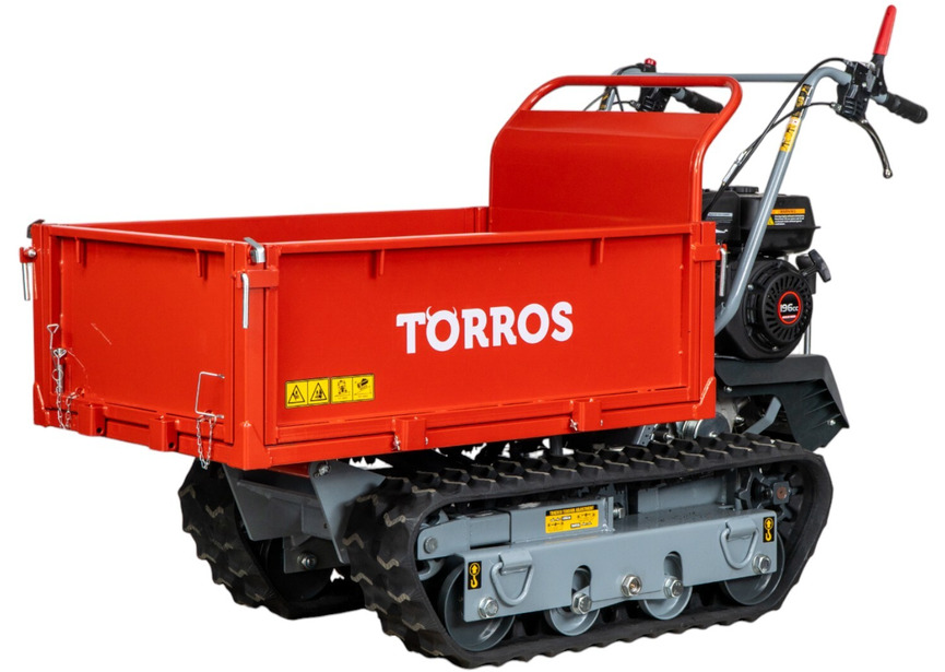 Mini dumper à chenilles 600 kg avec benne basculante plate 6,5 CV 3 vitesses avant +1 vitesse arrière Torros