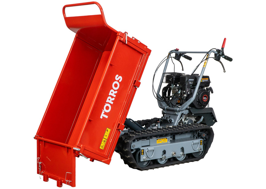 Mini dumper à chenilles 600 kg avec benne plate basculante 6,5 CV démarrage électrique 3 vitesses avant +1 vitesse arrière Torros - 2