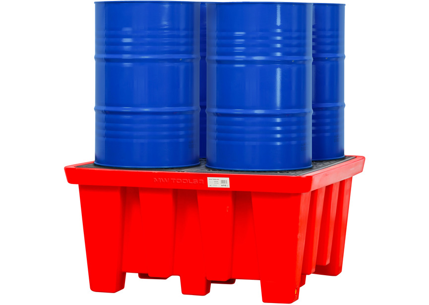 Bac de rétention en PE 1300x1300x660mm - avec grille - cap. 600lt MW Tools - 2