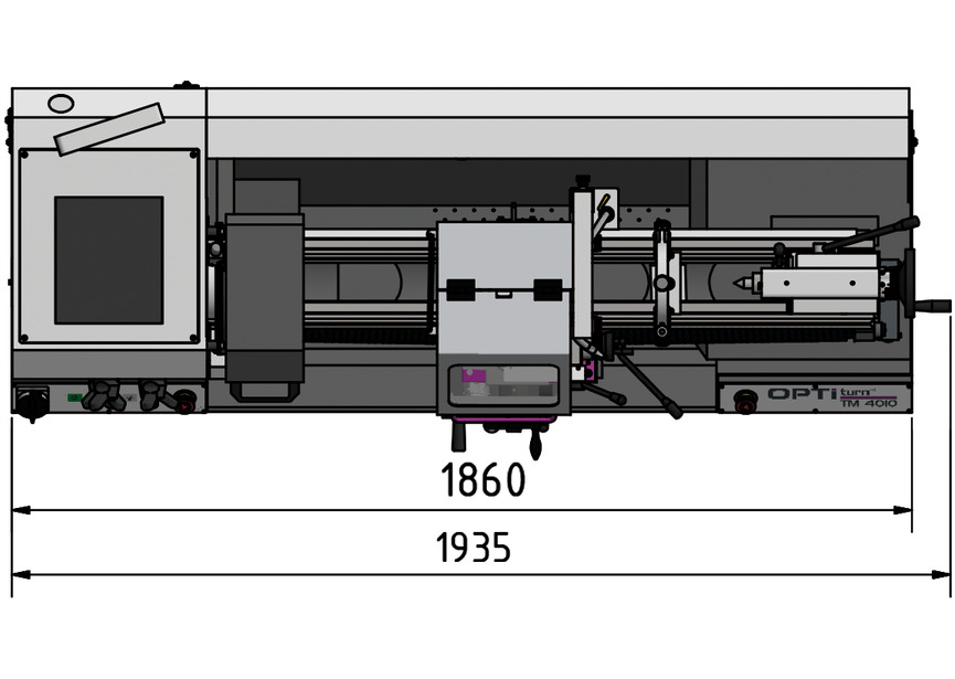 Tour à métaux hauteur des pointes 180 mm entre-pointes 1000 mm alésage 52 mm 2,2 kW 400V affichage digital refroidissement Optiturn - 8