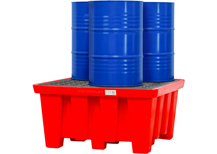 Bac de rétention en PE 1300x1300x660mm - avec grille - cap. 600lt MW Tools