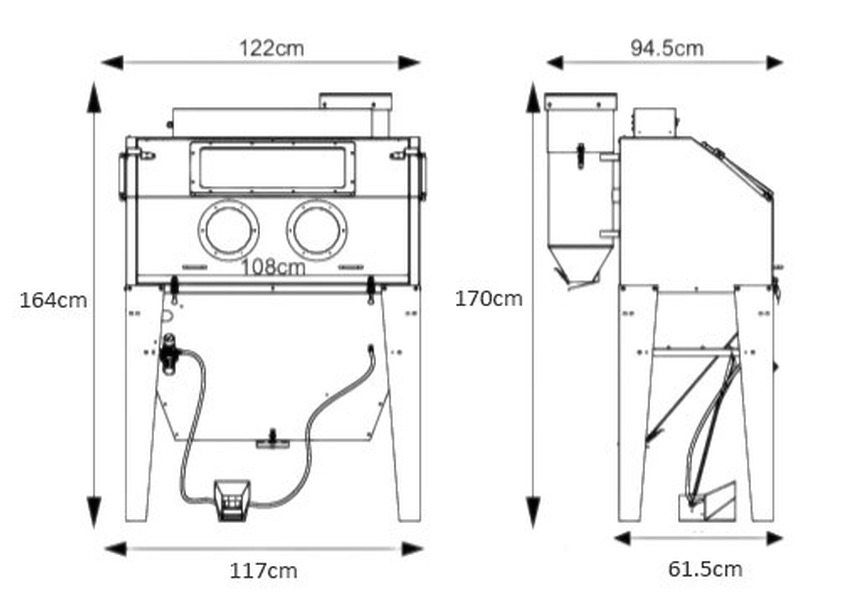 PACK Cabine de sablage 420 L avec 25 kg de microbilles de verre et 25 kg de corindon brun MW Tools - 5