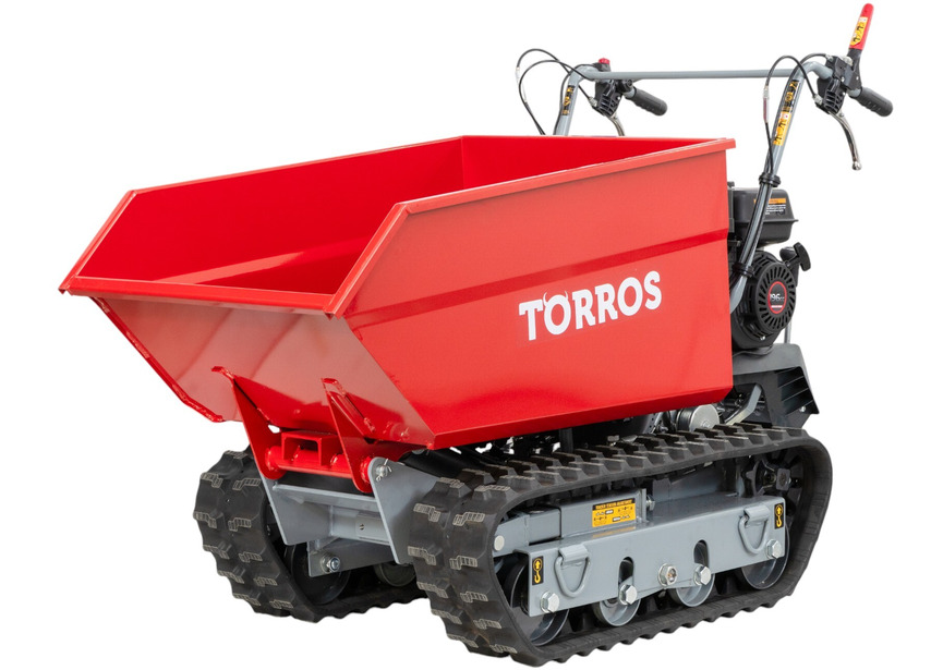 Brouette motorisée essence à chenilles surélevées et monte-escaliers benne basculante hydraulique 600KG 6,5CH 3+1R vitesses  Torros