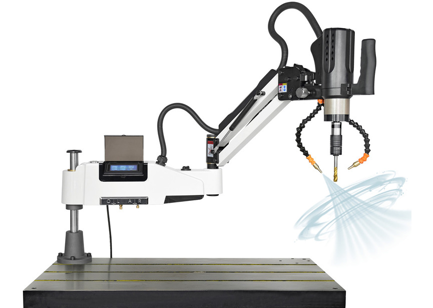 Bras de taraudage électrique M3 à M16 écran tactile PLC servo 0,6 kW 230V  système de soufflage et lubrification auto MW-Tech