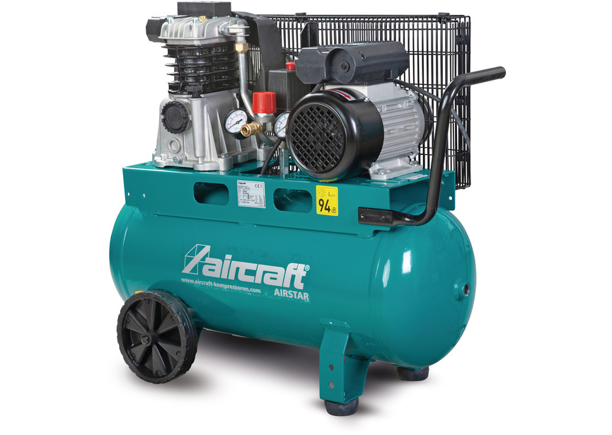 Compresseur mobile à entraînement par courroie à huile cuve 50 L 1,5 kW / 2 Ch 10 bars 235 l/min 230V Aircraft