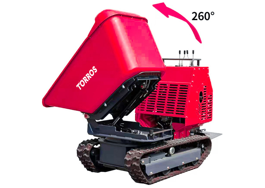 Minidumper à chenilles hydrostatique 1200 kg 13,5 ch avec benne rotative 180° et démarrage électrique Torros
