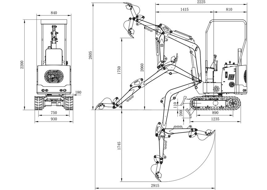 Mini-pelle 1 tonne moteur Koop 7 kW 1 cylindre MW Tools - 4