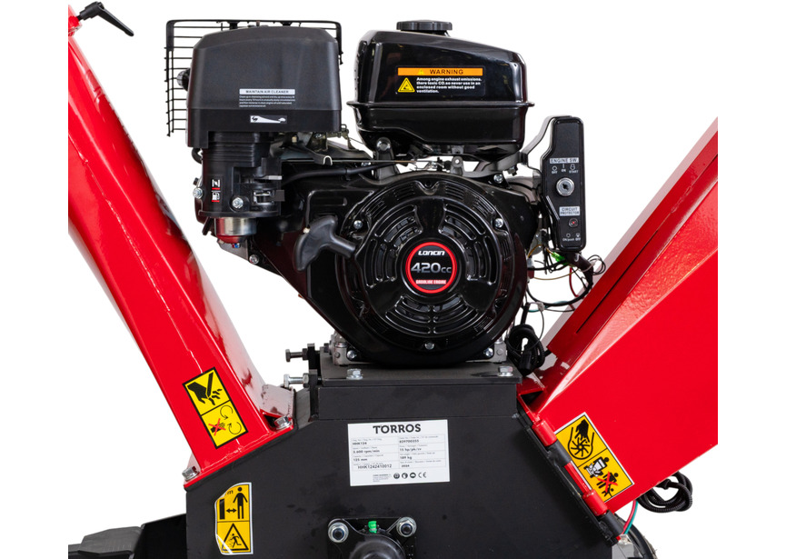 Broyeur de branches pro tractable thermique essence 15 CV 420 cc 120 mm démarrage électrique Torros - 13
