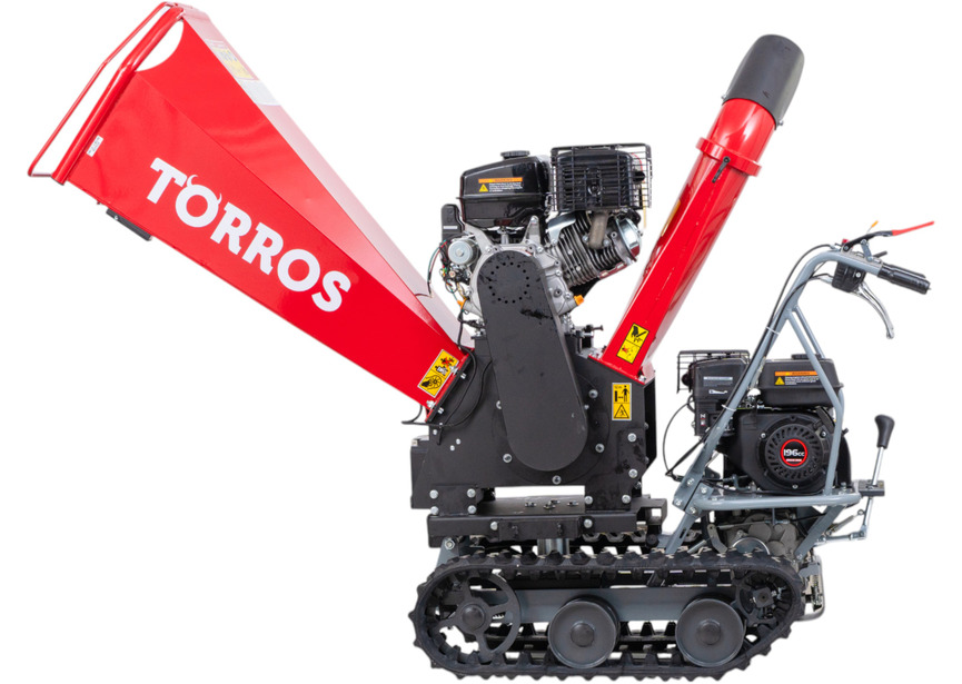 Broyeur de branches sur chenilles ø120mm 15CH 420cc essence démarrage électrique + brouette à moteur à chenilles plateau 300kg 6,5CH Torros - 16