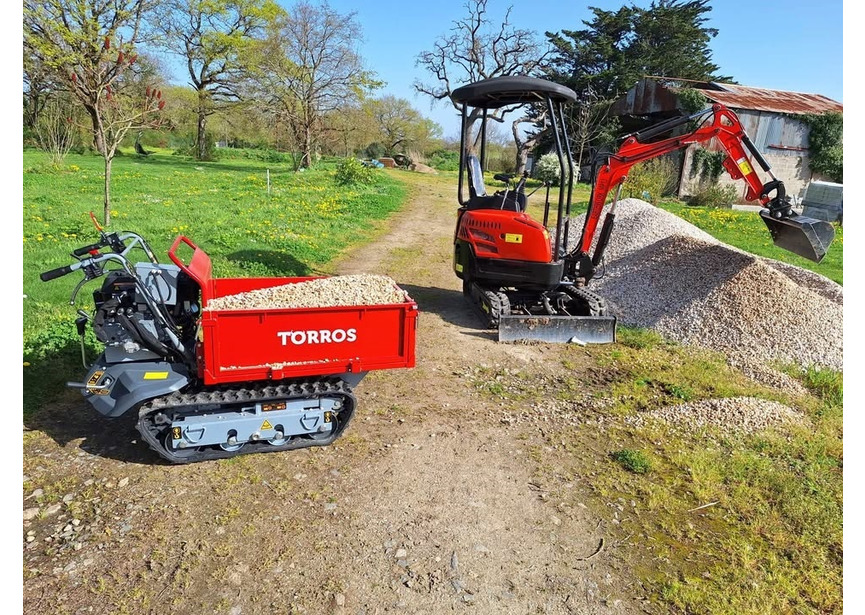 Minidumper à chenilles benne plateau basculante à ridelles 500KG 9CH 6+2R vitesses  Torros - 2