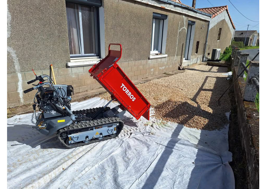 Minidumper à chenilles benne plateau basculante à ridelles 500KG 9CH 6+2R vitesses à démarrage électrique  Torros - 3