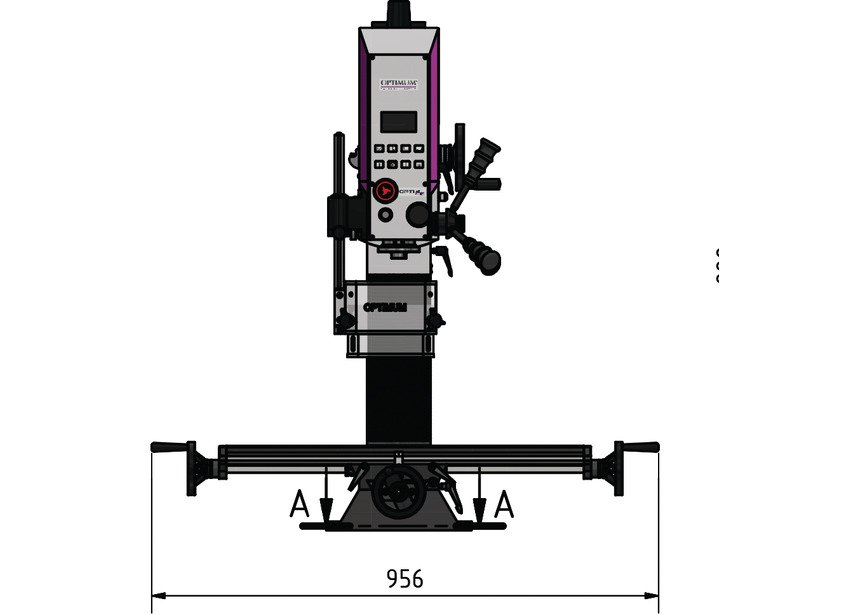 Perceuse-fraiseuse professionnelle X 480 mm Y 175 mm Z 280 mm SANS engrenages avec entraînement direct CM2/M10 0,75 kW 230V Optimill - 4