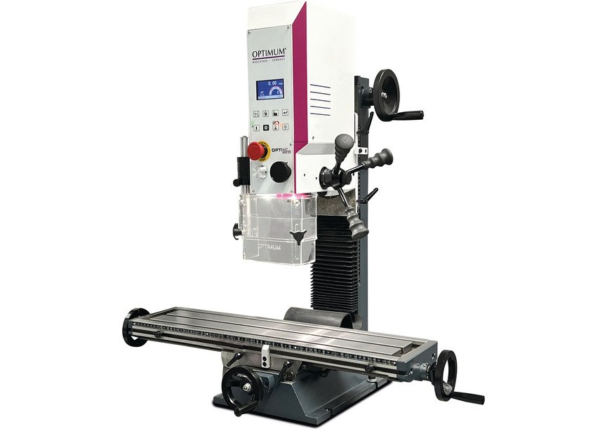 Perceuse-fraiseuse professionnelle X 480 mm Y 175 mm Z 280 mm SANS engrenages avec entraînement direct CM2/M10 0,75 kW 230V Optimill