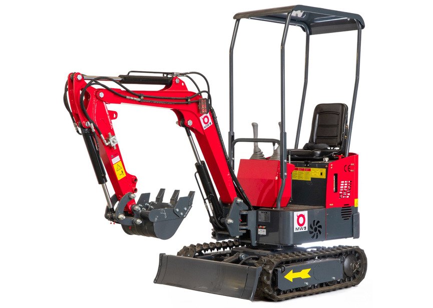 Mini-pelle 1 tonne moteur Koop 7 kW 1 cylindre avec bras pivotant et train de chenilles extensible MW Tools