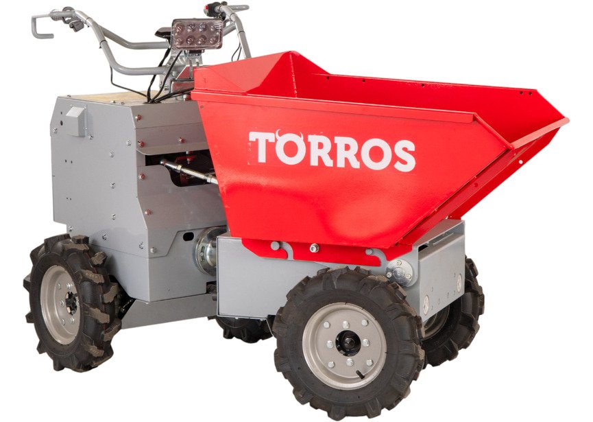 Mini dumper électrique 4x4 roues motrices direction articulée 350 kg 158 L benne basculante hydraulique avec batteries 48 V / 20 Ah Torros