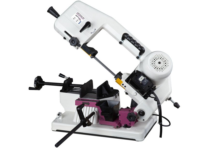 Scie à ruban à métaux portable 0-45° - Capacité de coupe ronde 100 mm - Moteur 0,37 kW 230 V vitesse 49 m/min - Descente automatique Optisaw