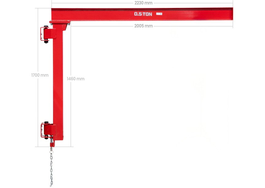 Potence murale pivotante 170° 500 kg longueur 2000 mm poutre en I MW Tools - 2