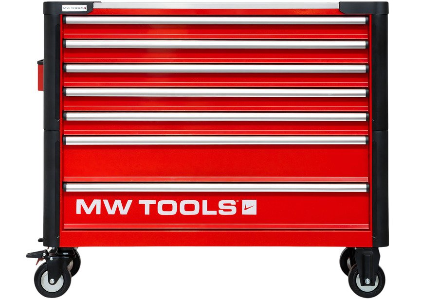 Servante d'atelier 7 tiroirs rouge et noire extra large 960 mm finition haute qualité avec plan de travail en acier inoxydable MW Tools - 2