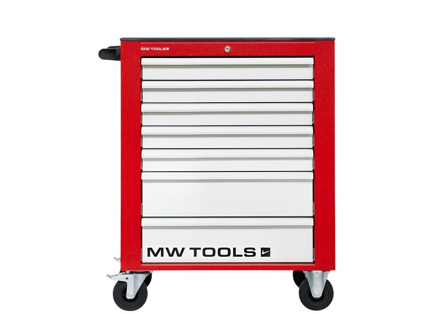 Servante d'atelier 7 tiroirs rouge et grise robuste en acier soudé verrouillable roues ø125 mm MW Tools - 2